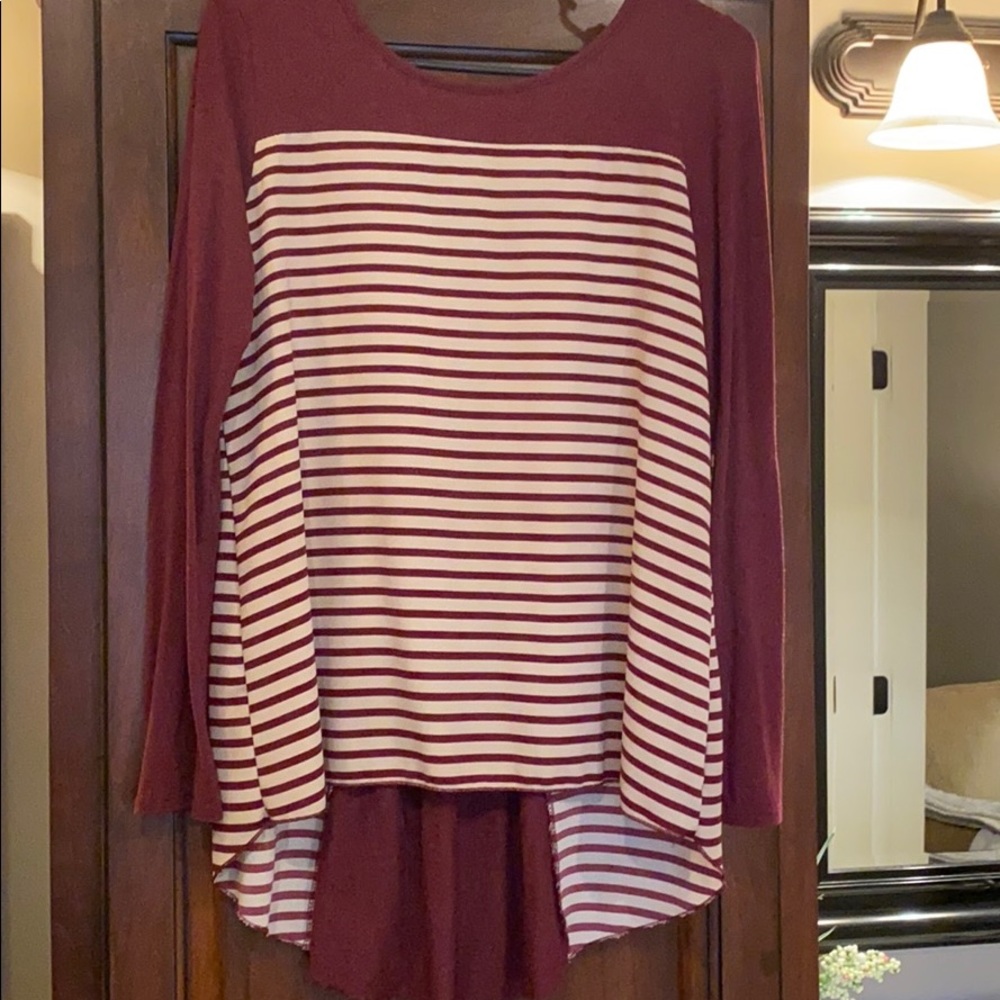 Maroon and cream top